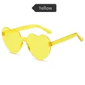 Fashionable rimless heart shaped sunglasses in vibrant transparent yellow color - Yellow