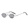 Retro round silver metal punk sunglasses with gray lenses and double bridge design - Silver Frame Mercury Reflective Lens C10