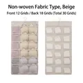 Beige oxford fabric double-sided 30-grid hanging storage organizer for bras and socks - Non-woven Style 30 Grids (Front 12 + Back 18) / Beige