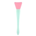 Pink silicone face mask applicator brush with light green ergonomic handle on white background - Light Blue Handle Pink Head