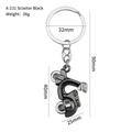 Retro black metal scooter keychain with Italia branding and dimensions on white background - Black