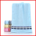 Absorbent cotton towel set in light blue, yellow, and pink with classic plaid borders - Cotton British Plaid Blue (Towel)