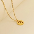 Gold stainless steel necklace featuring a circular Virgo zodiac sign pendant - Virgo