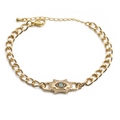Detail of adjustable gold-plated chain bracelet with blue evil eye pendant and zircon - Blue Eye