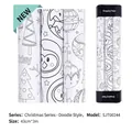 Christmas DIY doodle kraft wrapping paper roll with black and white holiday patterns - 3 Rolls Set Without Accessories