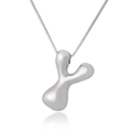 Detailed view of silver Y-letter pendant with polished box chain on reflective surface - Letter Y