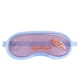Soothing purple gel eye mask with feather print and Good Luck text on white background - Feather Purple Ice Crystal