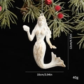 Sparkling mermaid ornament with white and gold glitter for Christmas tree hanging decoration - Mermaid - Antique Gold