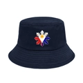Cappello da pescatore unisex in cotone blu scuro con bandiera delle Filippine e piatto - M (56-58cm) / Blu navy