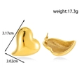 Orecchini a cuore in acciaio inossidabile dorato con finitura martellata lucida - Forma di Cuore (ER-1663) / Oro