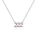 Silver angel number 222 necklace with vibrant red zircon crystals for women - Platinum-222 (Red Zircon)