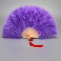 Elegant purple feather fan with decorative hollow carved handle and red silk tassel - Light Purple