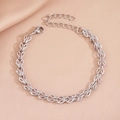 Pulsera de moda de acero inoxidable con eslabones en forma de ojo y cierre de langosta - Pulsera de Plumas de Acero Inoxidable / Plateado