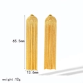 Boucles d'oreilles élégantes en acier inoxydable doré avec long pompon de chaînes - Style Frange en Arc (TE6976) / Or 18 carats / Or