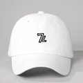White cotton baseball cap with black 7L embroidery and adjustable strap for outdoors - One Size / White