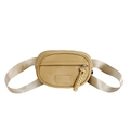Kids cream faux leather waist bag with braided zip puller and adjustable strap - Khaki