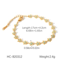 Detail view of gold flower bracelet showing length 17cm+4.2cm and flower diameter 0.58cm - Flower Bracelet (HC-B20312)