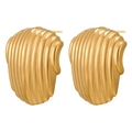 Boucles d'oreilles dorées avec texture à rayures verticales et fini métal poli - Doré