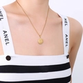 Luxury gold titanium steel necklace featuring a Justice scales circular pendant - Scales Pattern / 40+5cm / Gold