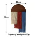 Nordic boho wall tapestry with three-tier cotton tassels and wood board 40x75cm - 40*75CM / White Red Blue