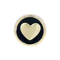 Golden round beaded accessory with black enamel and a 3D heart motif for jewelry making - Heart / Black