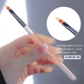 Transparent nail art liner brush with colorful glitter filling and orange gradient bristles - 05 Sweep Fan Brush (GJ0536-05)