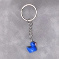 Cute dark blue resin duck keychain pendant with silver metal ring for bags and backpacks - 28mm Ring / Sapphire Blue