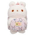Zaino a forma di coniglio in peluche rosa e bianco per bambine con dettagli trapuntati - Borsa singola ispessita migliorata / Rosa