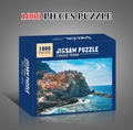 1000 pieces jigsaw puzzle of Cinque Terre Italy in a dark blue box for adults and kids - Cinque Terre