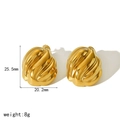 Golden twisted texture geometric square stud earrings made of high-quality stainless steel - Gold Twisted Texture (TE6955-G)