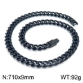 Black stainless steel Cuban chain necklace for men, size 710x9mm and weight 92g - 710mm x 9mm (KN225286-Z)