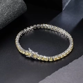 Silver And Light Yellow Bracelet (4mm Wide) Approximately 16cm Long