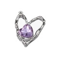 Pendentif cœur ondulé en argent avec cristal violet pour création de bijoux DIY - Style 10-Cœur Ajouré Violet / Argent/Violet