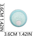 Detail view of 3.6cm circular light blue sea life embroidery patch with size dimensions - No.11 Blue Round Fish