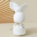 Cute white coral fleece towel bear with pearl ribbon and Just for you inscription - White Rabbit / Mesh Bag / 30*30cm