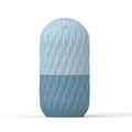 Capsule shaped silicone ice roller for face in light and dark blue two-tone design - New Bag Blue