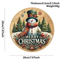 Round wooden snowman Christmas door sign, 7.87 inch diameter with Merry Christmas text - Wooden Christmas Sign Snowman Merry Christmas