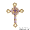 Vintage gold cross pendant necklace featuring inlaid purple zircon and pearl accents - Style 79/Gold Purple Zircon Cross/35.6*25*4.1mm
