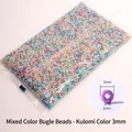 Mix of 3mm purple and blue glass seed beads for DIY jewelry making in bulk bags - Purple Macaron Mixed 3mm with Bugle Beads