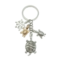 Portachiavi nautico tartaruga di mare e timone in lega argento antico e bronzo - 1 pezzo Portachiavi Tartaruga in Argento Antico