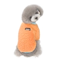 Cozy orange fleece dog sweater with blue ribbed edges for small pets and poodles - Orange
