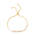 Adjustable gold bracelet featuring rectangular cubic zirconia and a box chain slider - Horizontal Rectangular Zirconia (K-678)