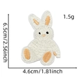 Detailed view of a white rabbit embroidered patch showing precise size 6.5x4.6cm measurements - White Rabbit / 3#