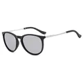 Classic round sunglasses with black frames and silver metal arms for a modern look - C5-Matte Black Frame Silver Mirror Lens