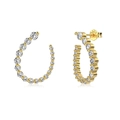 Elegant gold S925 sterling silver bow earrings with horseshoe-shaped cubic zirconia studs - C-shape Pave Design(DY110308-S-G-WH) / Gold White Zirconia
