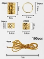 100pcs golden hair braid rings and cuffs set for dreadlocks with size specifications - 100PCS (Boxed) #2 / Gold