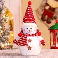 Muñeco de nieve de felpa con gorro a rayas y bufanda, decoración navideña de 50 cm - Grande