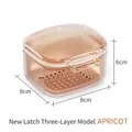 Apricot 3-layer orthodontic retainer box with drainage layer and secure latch closure - U055 Lock Type / Apricot