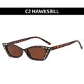 Chic cat eye sunglasses with tortoiseshell frame and rhinestones in hawksbill color - Leopard / Brown