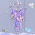 Purple dream catcher with feathers and beads, diameter 13cm and total length 58cm - Creamy Little Flowers - Purple Quality Choice / Default Quality Choice